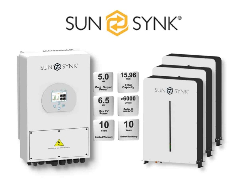 5.0 kW SUNSYNK Hybrid - SUNSYNK Combo, c/w 3 x 5.32 G kWh Lithium Batteries