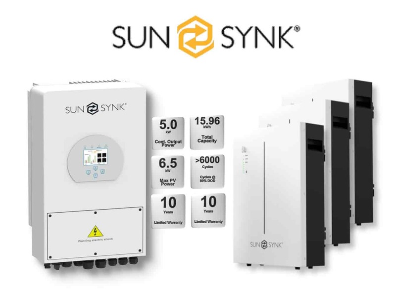 5.0 kW SUNSYNK Hybrid - SUNSYNK Combo, c/w 3 x 5.32 W kWh Lithium Batteries