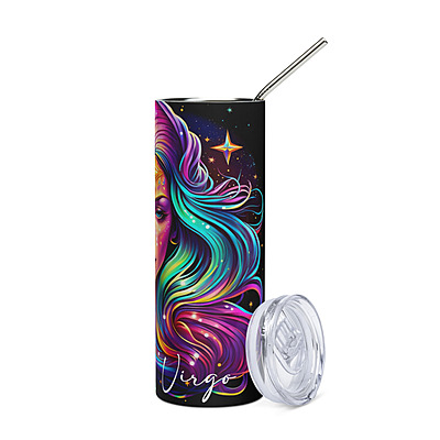 Virgo Zodiac Sign Skinny Tumbler – Vibrant Sublimated Astrology Drinkware