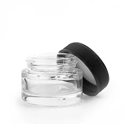 5ML Black Plastic Top Clear Glass Jar(Child Proof)