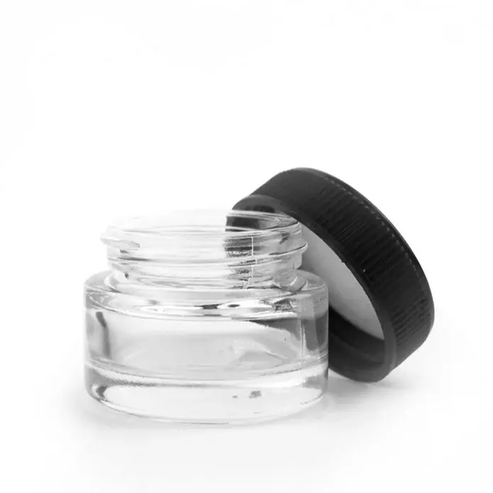 5ML Black Plastic Top Clear Glass Jar(Child Proof) 5ML Black Plastic Top Clear Glass Jar(Child Proof)