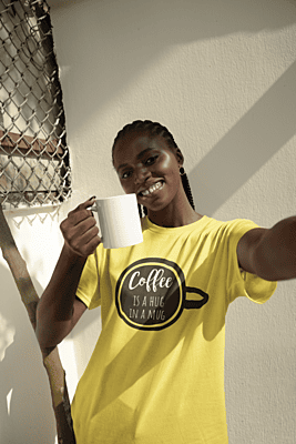Coffee Is A Hug In A Mug Yellow T-shirt