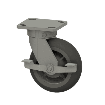 6"Donut Swivel Plate Caster Gray W/Side Brake-N/M