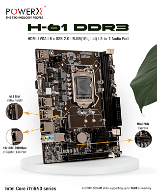 Power X Motherboard H61 DDR3 Nvme