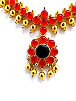 Panchalokam/Copper/Impon One Gram Gold Finish & Real Kempstones Shor Necklace/Attigai/Addige