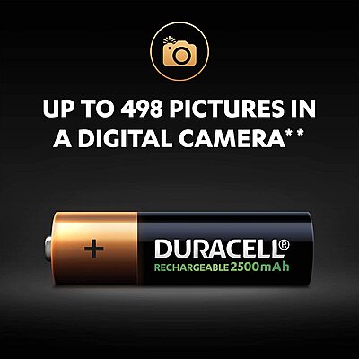 Duracell AA 2500mAh Rechargeable battery (Pack of 2) Duracell AA 2500mAh Rechargeable battery (Pack of 2)
