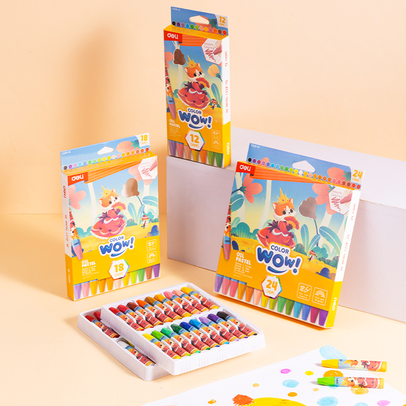DELI C228-12 COLOR-WOW OIL PASTELS 12 COLOURS