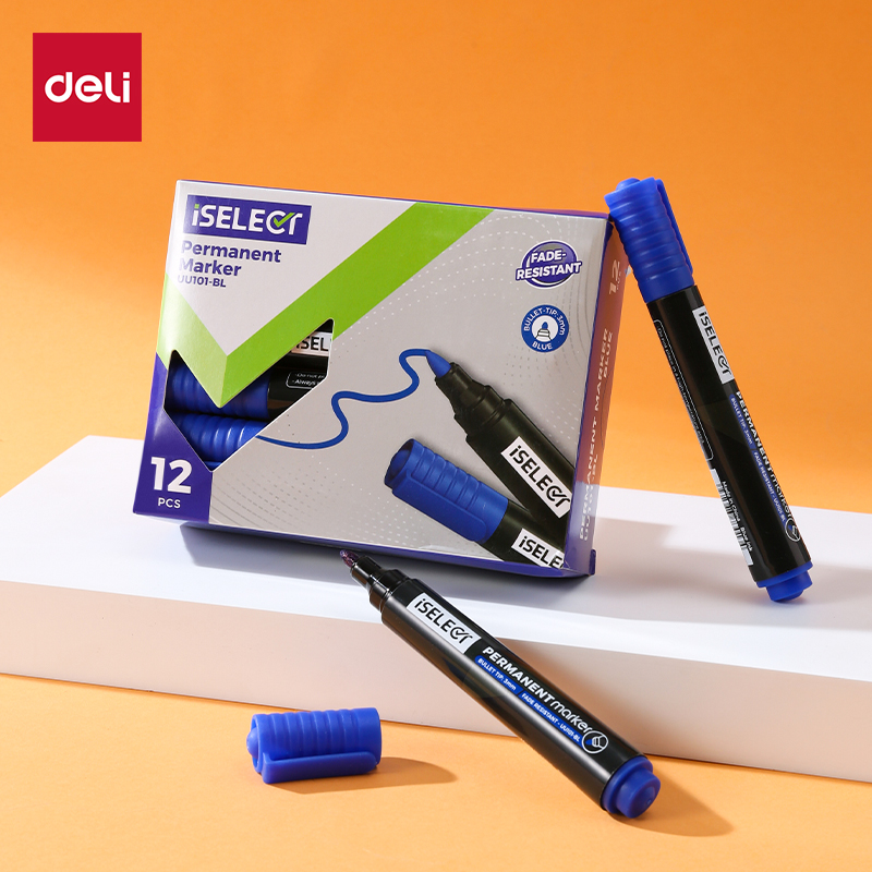 DELI UU101-BL ISELECT PERMANENT BULLET MARKERS BLUE