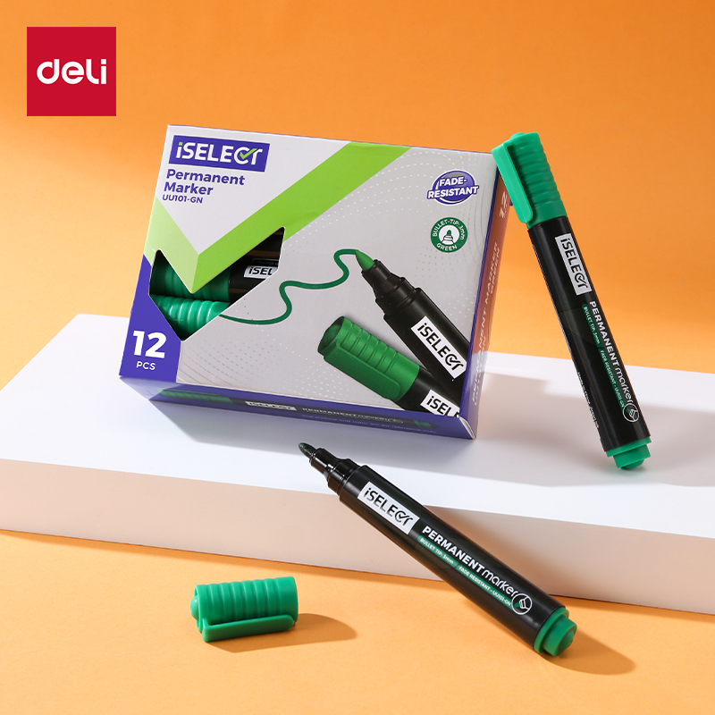DELI UU101-GN ISELECT PERMANENT BULLET MARKERS GREEN