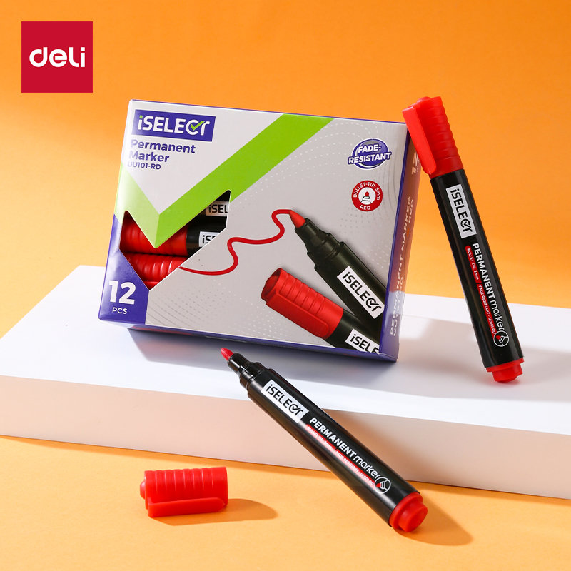 DELI UU101-RD ISELECT PERMANENT BULLET MARKERS RED