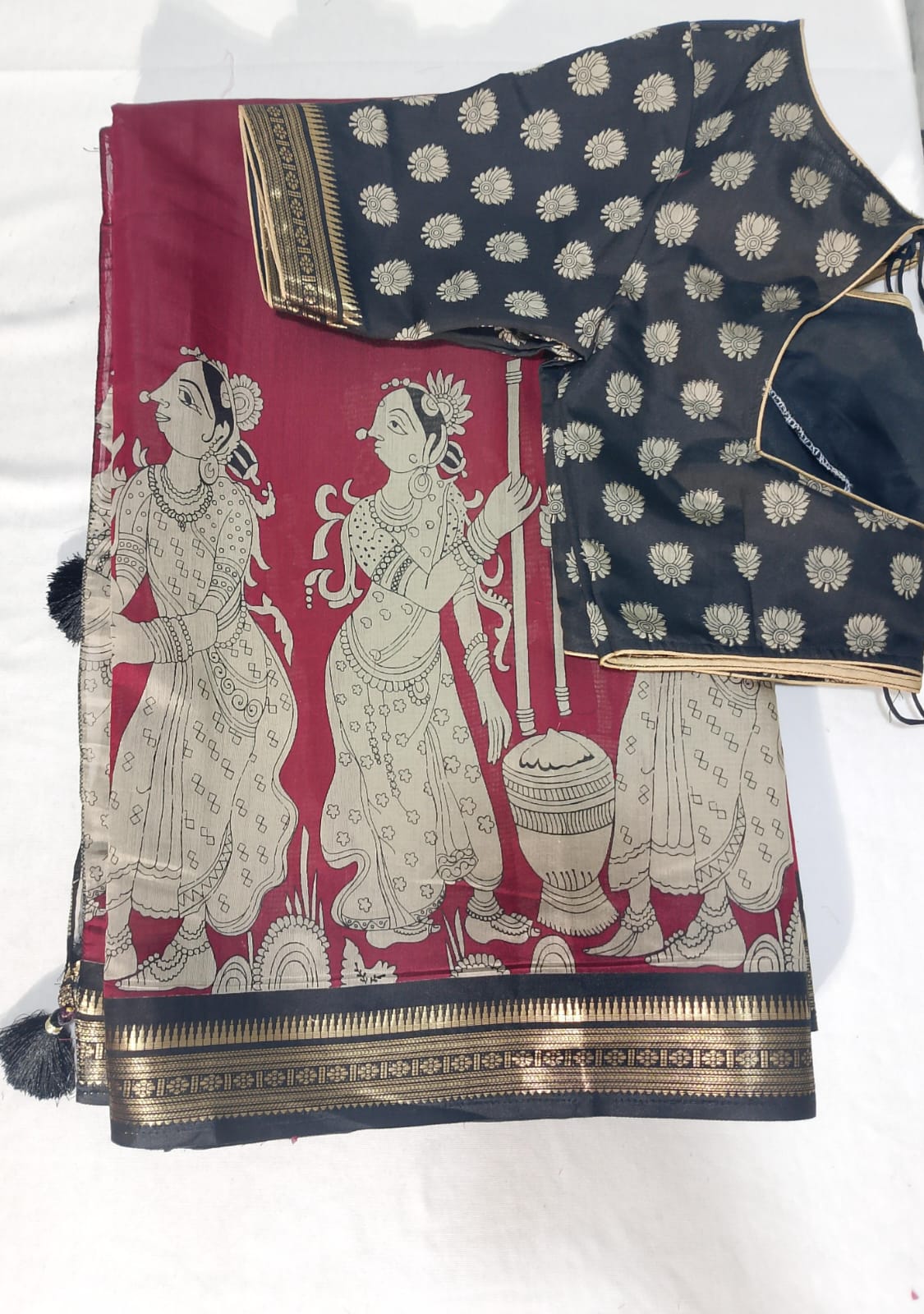 N23: Ready To Ship Beautiful Kalamkari Saree With Stitched Blouse