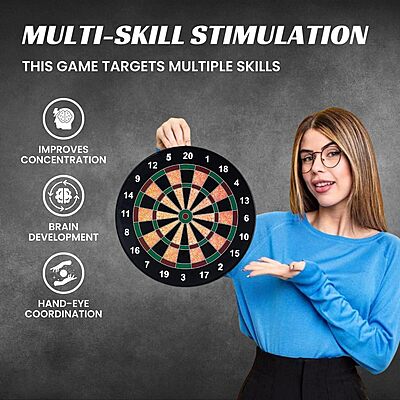 Amazkart Magnetic Dart Board Set - 13 Inch