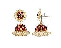 Temple Jewellery - Artififcial Kempstones Jhumkas | Jhimiki Earrings