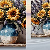 Sunflowers & Lavender Bouquet Canvas Print - Unframed