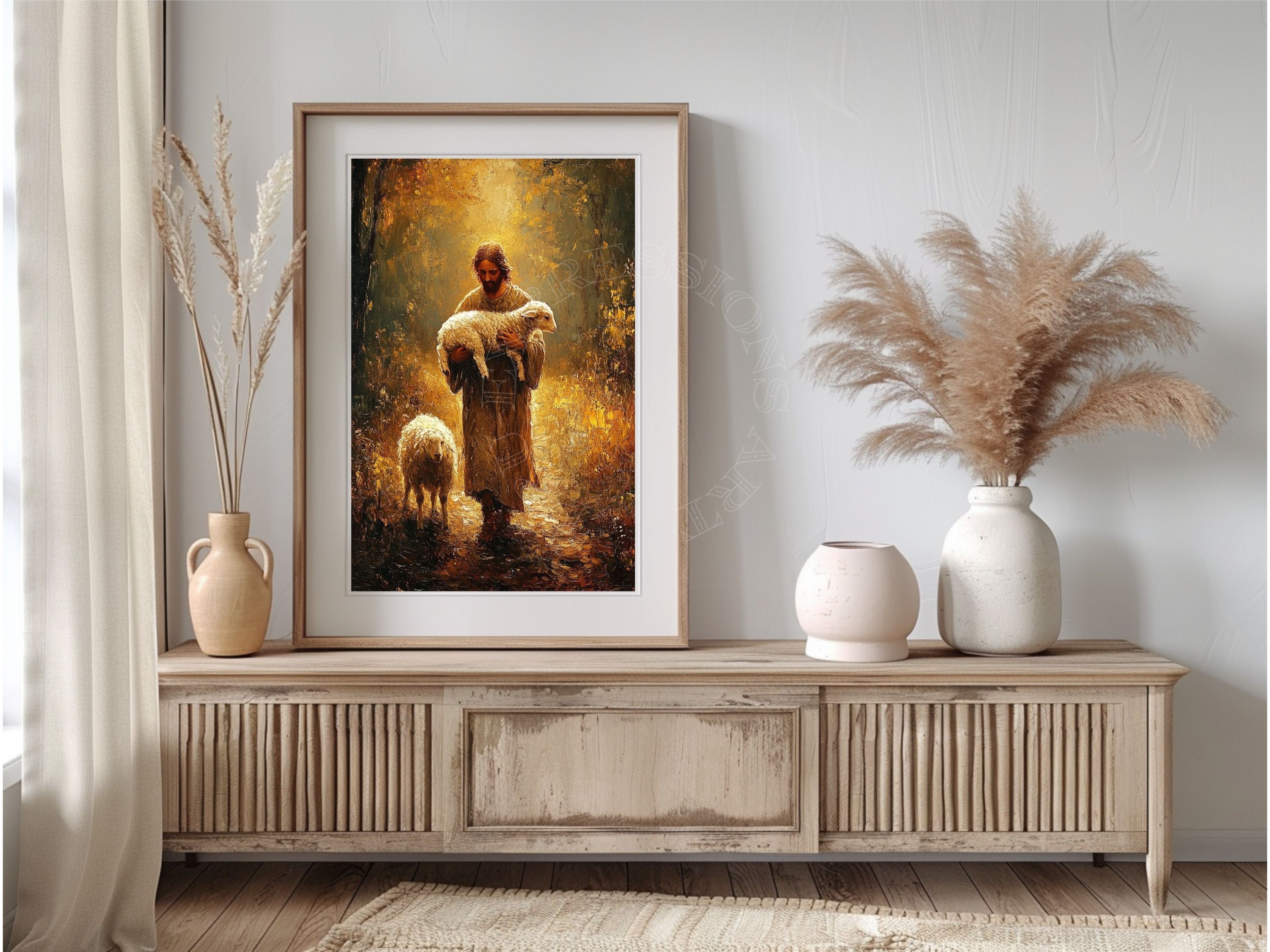 The Good Shepherd Print: Jesus with Lamb, Christian Home Decor | Fine Art Print