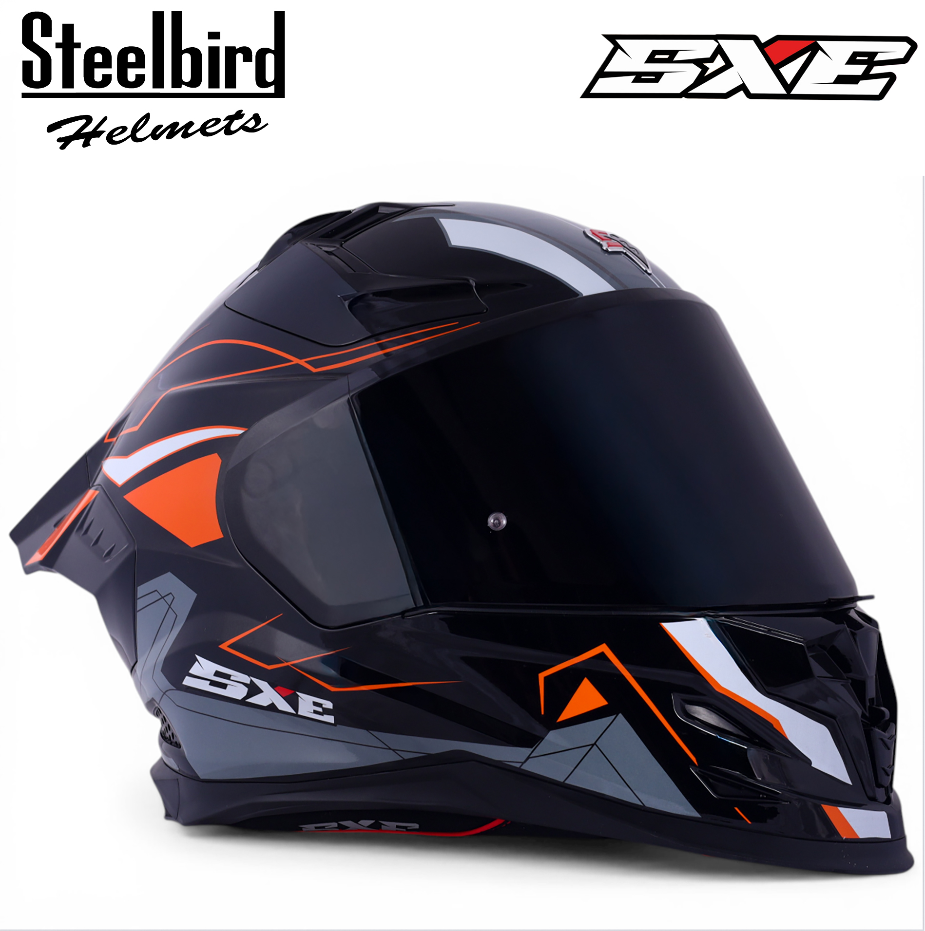 STEELBIRD SBH-61 ISS SXE RACE-X MATT BLACK/ORANGE WITH TPE EDITION C/V 600MM (WITH EXTRA SMOKE VISOR) STEELBIRD SBH-61 ISS SXE RACE-X MATT BLACK/ORANGE WITH TPE EDITION C/V 600MM (WITH EXTRA SMOKE VISOR)