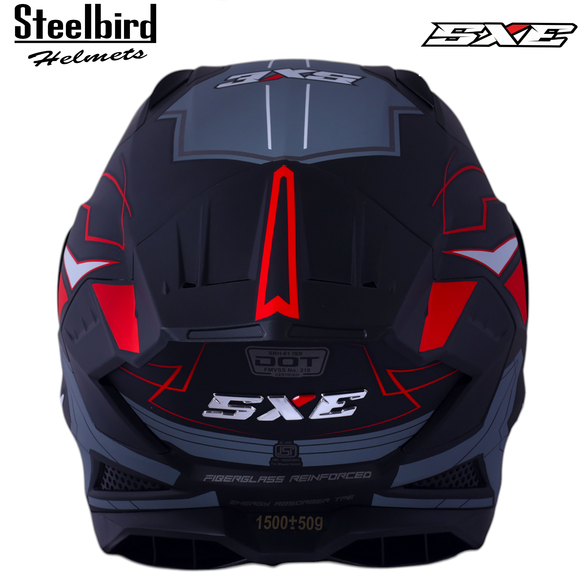 STEELBIRD SBH-61 ISS SXE RACE-X MATT BLACK/RED WITH TPE EDITION C/V 580MM (WITH EXTRA SMOKE VISOR)