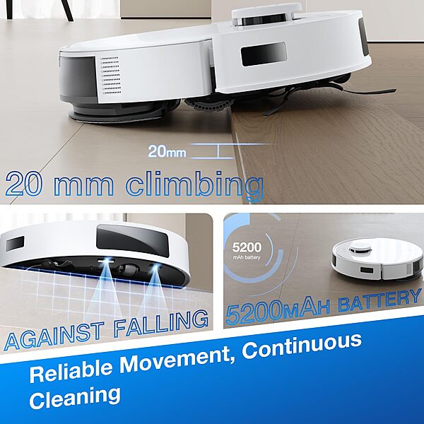 Ecovacs DEEBOT N20 PRO Robot Vacuum Cleaner - 8000Pa Suction, 300min Runtime