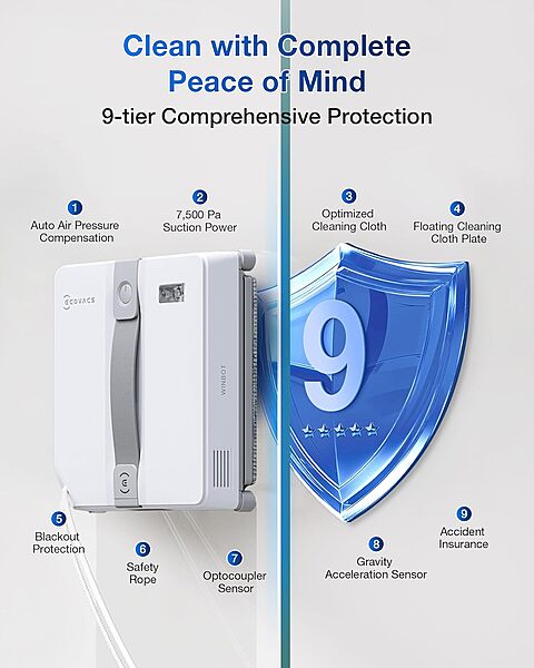 Ecovacs WINBOT MINI Smart Window Cleaner - Ultra-Thin, 7,500 Pa Suction