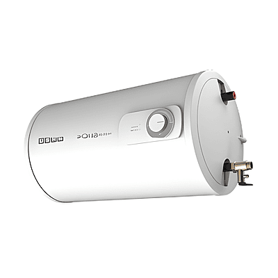 A graphic illustrating the 5 key safety features of the Usha Aqua Horizon 25L Storage Water Heater.