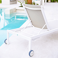 Olimpia Sunlounger | White Texturized | Ash Fabric | Stackable | OLT-SR/BLT-38/00 | Balliu