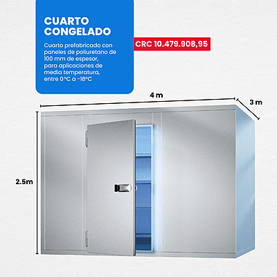 SUMINISTRO E INSTALACIÓN DE CUARTO CONGELADO 4m x 3m x 2.5m