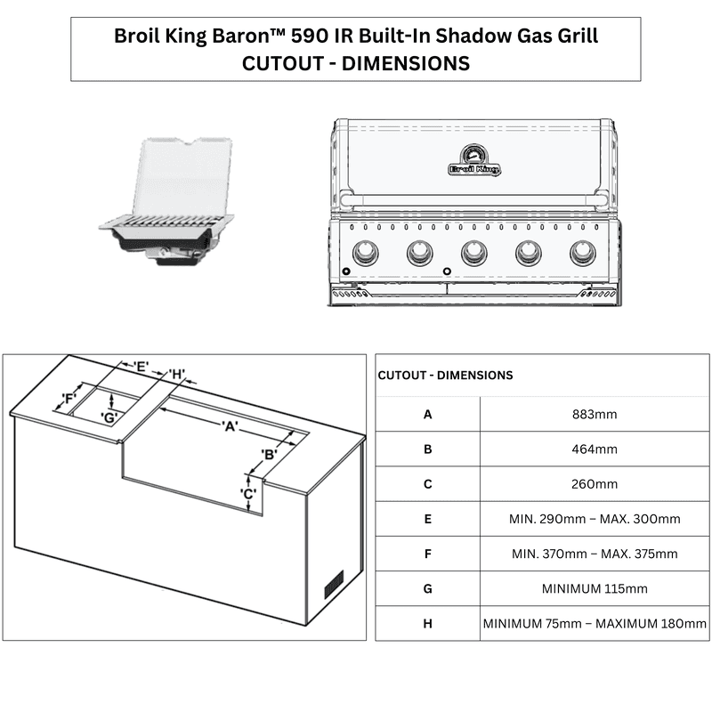 Broil King Baron™ 590 IR Built-In Shadow Gas Grill