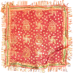 Multi Colour Swastik Square Type Designer Chunri