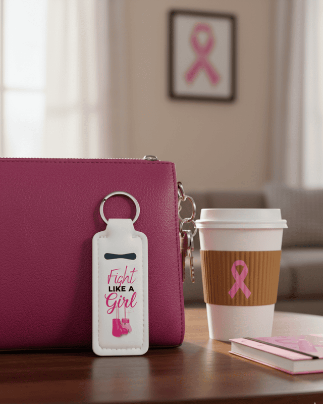 Breast Cancer Awareness Lip Balm Keychains