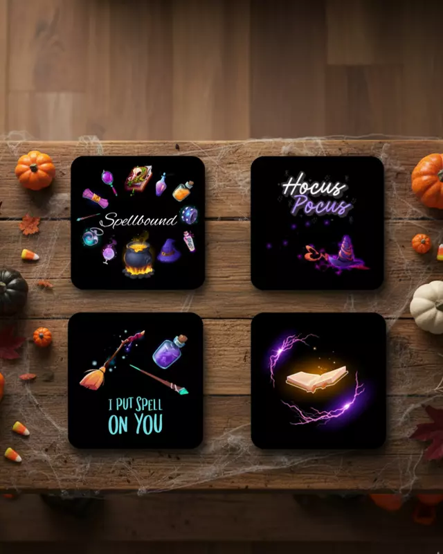 Halloween Beverage Coasters, Set of 4