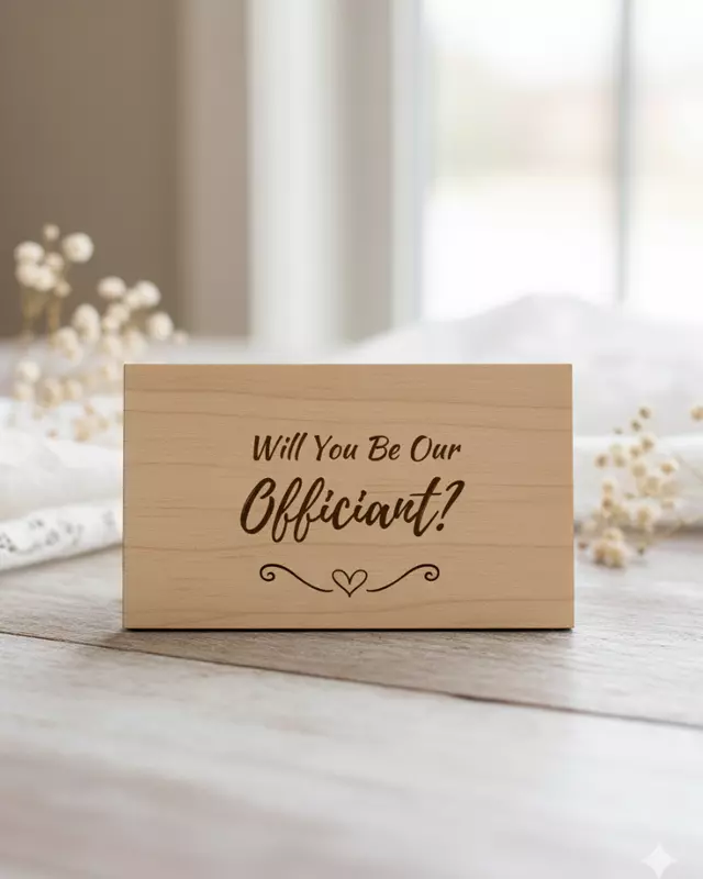 Heirloom Collection engraved Officiant Proposal Card for wedding officiant proposals.