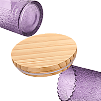 Embossed Glass Candle Jar (250ml with Bamboo Lid)