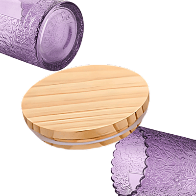 Embossed Glass Candle Jar (250ml with Bamboo Lid) Embossed Glass Candle Jar (250ml with Bamboo Lid)