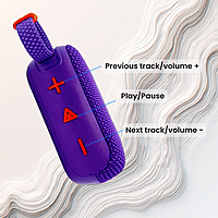 Portable Bluetooth Speaker - Waterproof Mini Wireless Speaker with Deep Bass, LED Buttons & Strap (Purple/Red)