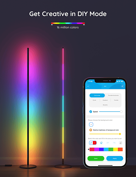 Govee RGBICW Smart Corner Floor Lamp