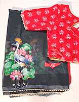 J380: Ready To Ship Beautiful Pure Georgette Saree With All Over Floral Work With Stitched Blouse J380: Ready To Ship Beautiful Pure Georgette Saree With All Over Floral Work With Stitched Blouse