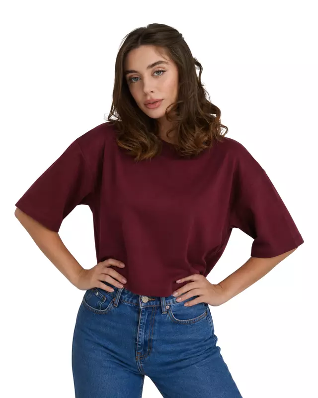 Oversized Cropped Basic T-Shirt