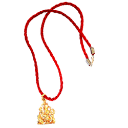 Lord Ganesha/Ganapathi Brass Coated Pendant With Red Colour Thread for Wearing