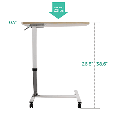 6001 standard over-bed table w/lever