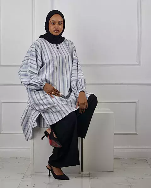 BLUE STRIPED TUNIC TOP