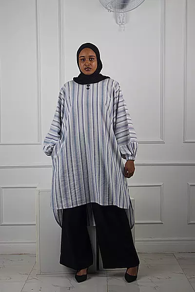 BLUE STRIPED TUNIC TOP