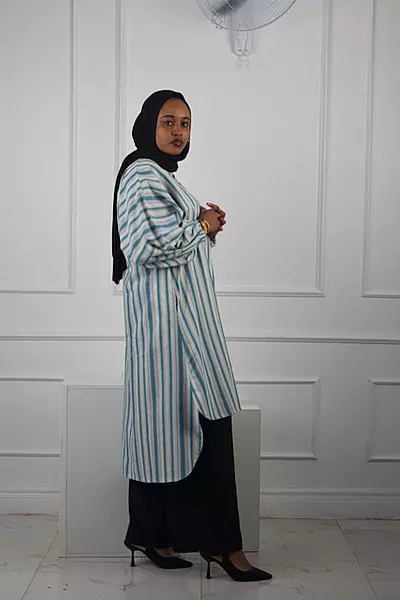GREEN STRIPED TUNIC TOP