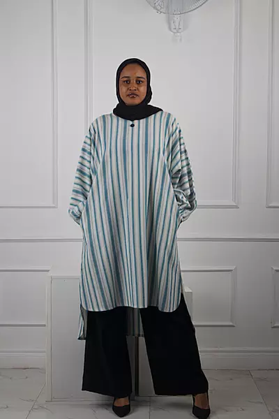 GREEN STRIPED TUNIC TOP