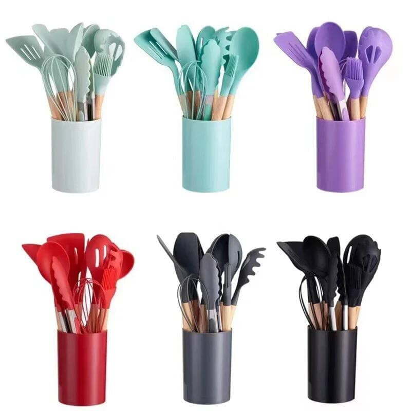 SILICONE COOKWARE SILICON COOKING SPOON - 12PIECES