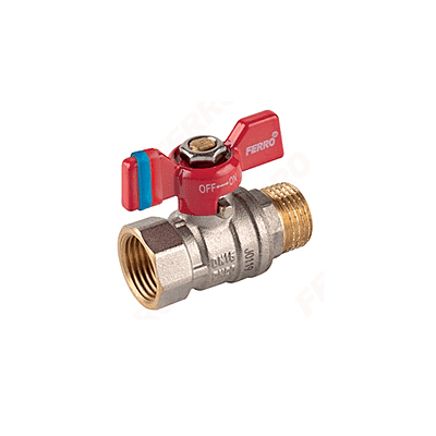 F-COMFORT BALL VALVE, BUTTERFLY HANDLE, 3/4" M-F,