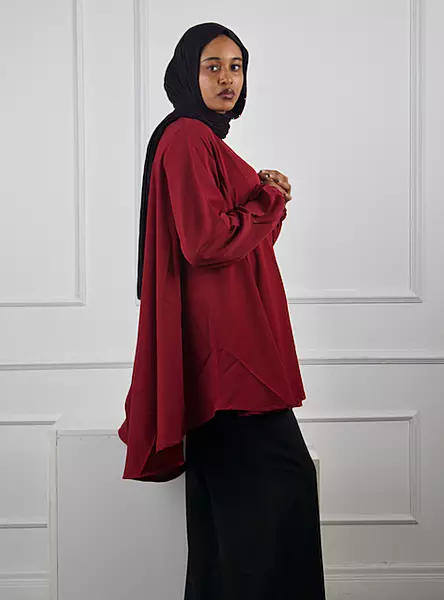 MAROON FLAYED TOP