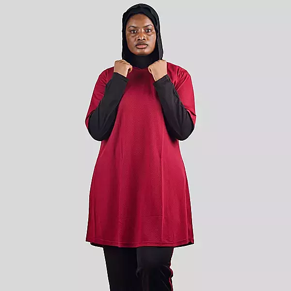 MAGENTA AND BLACK HOODED