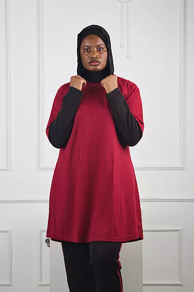 MAGENTA AND BLACK HOODED
