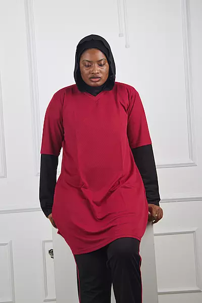 MAGENTA AND BLACK HOODED