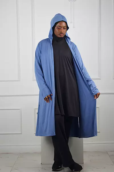 BLUE LYCRA KIMONO